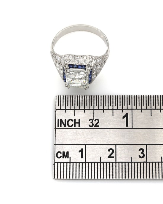 Antique Diamond and Sapphire Ring in Platinum